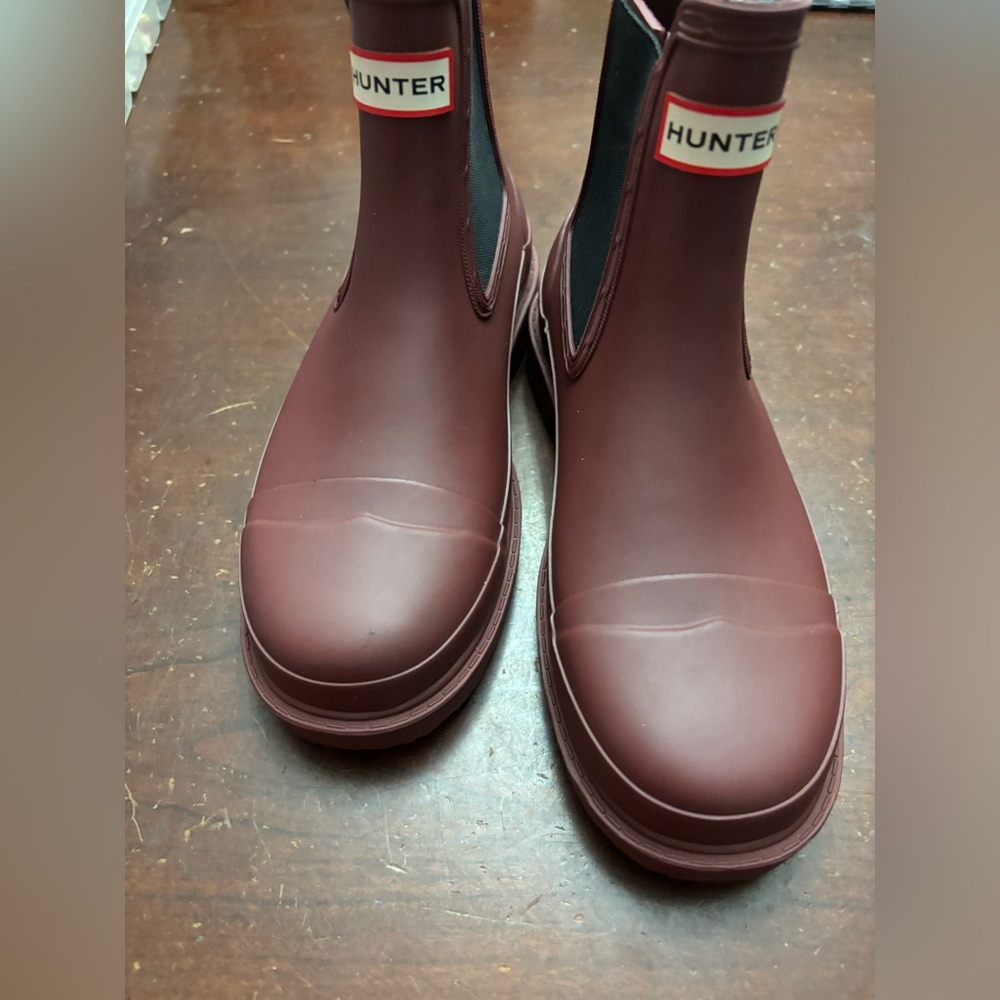 New Hunter ankle booties maroon farmhouse rain garden rubber size woman’s 5